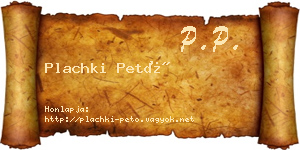 Plachki Pető névjegykártya